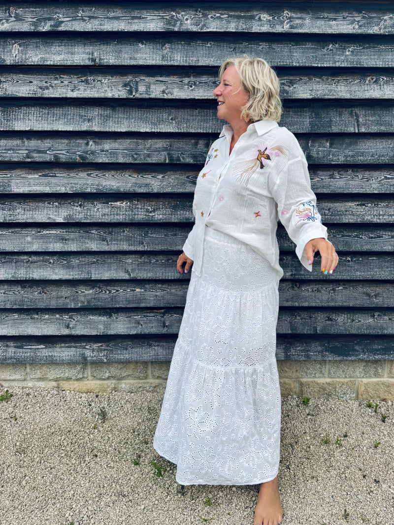 White Broderie skirt