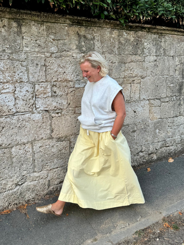 Yellow Poplin Maxi Skirt