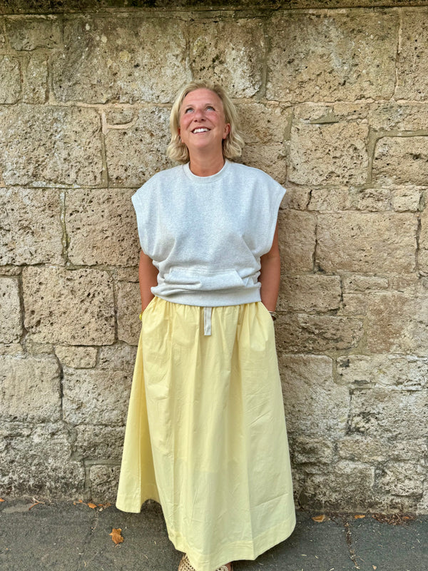 Yellow Poplin Maxi Skirt