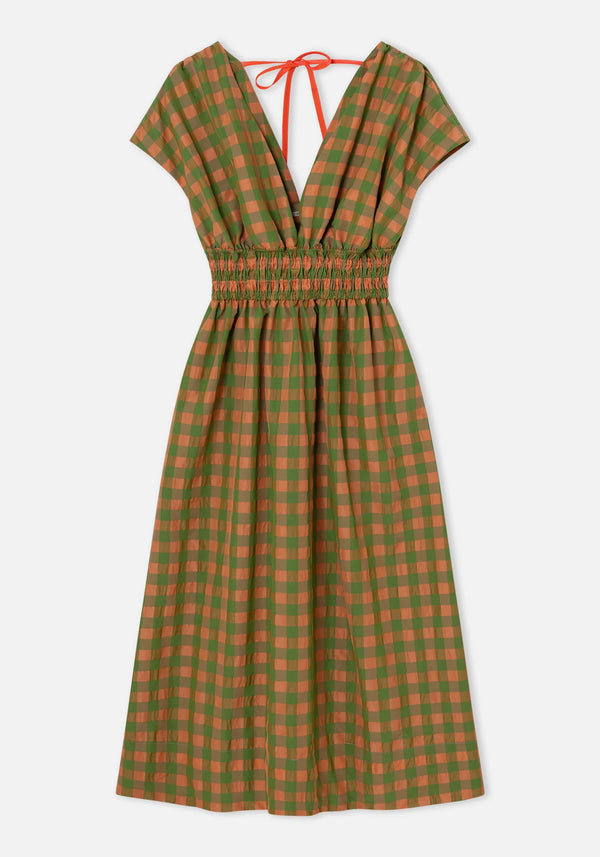 Dr Bloom Caricia Dress (green and coral check)