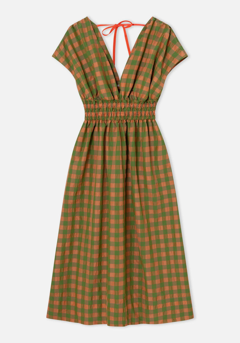 Dr Bloom Caricia Dress (green and coral check)