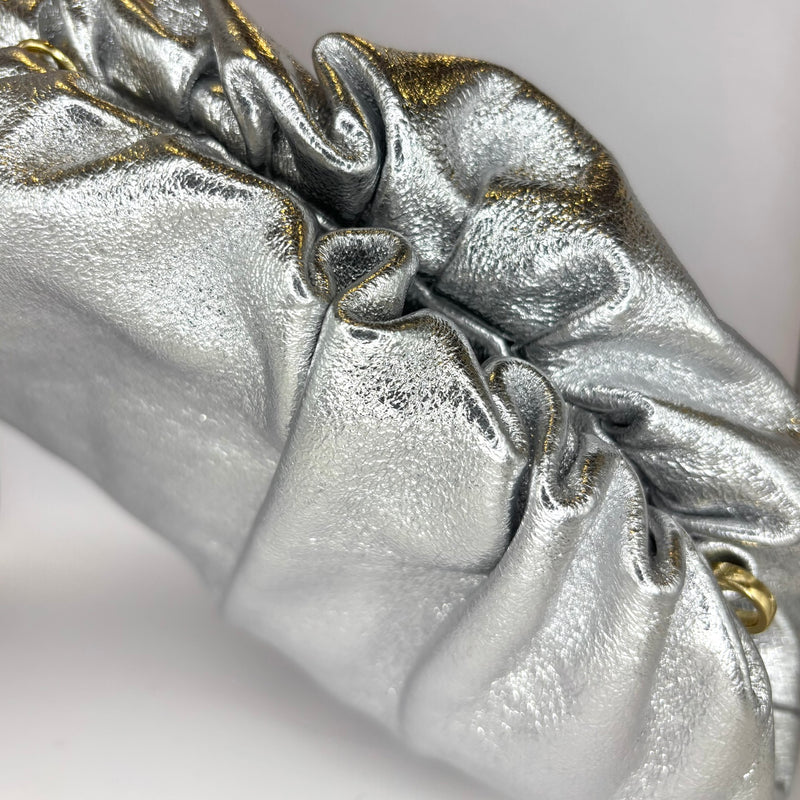 Leather Clutch Bag (Black and Silver)