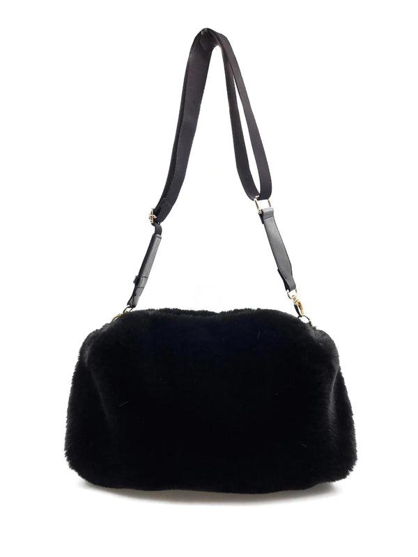 Nooki Faux Fur Shoulder Bag (Black)