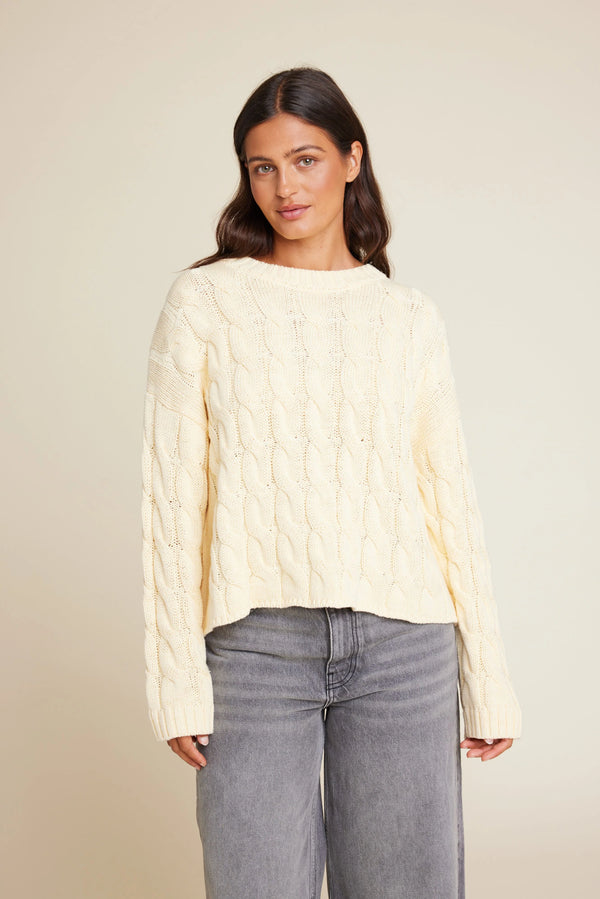Line of Oslo Emma Cable Knit Jumper (butter yellow)