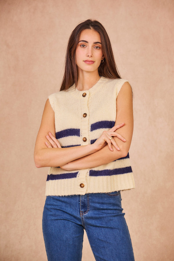 Martine Gilet (navy stripe)