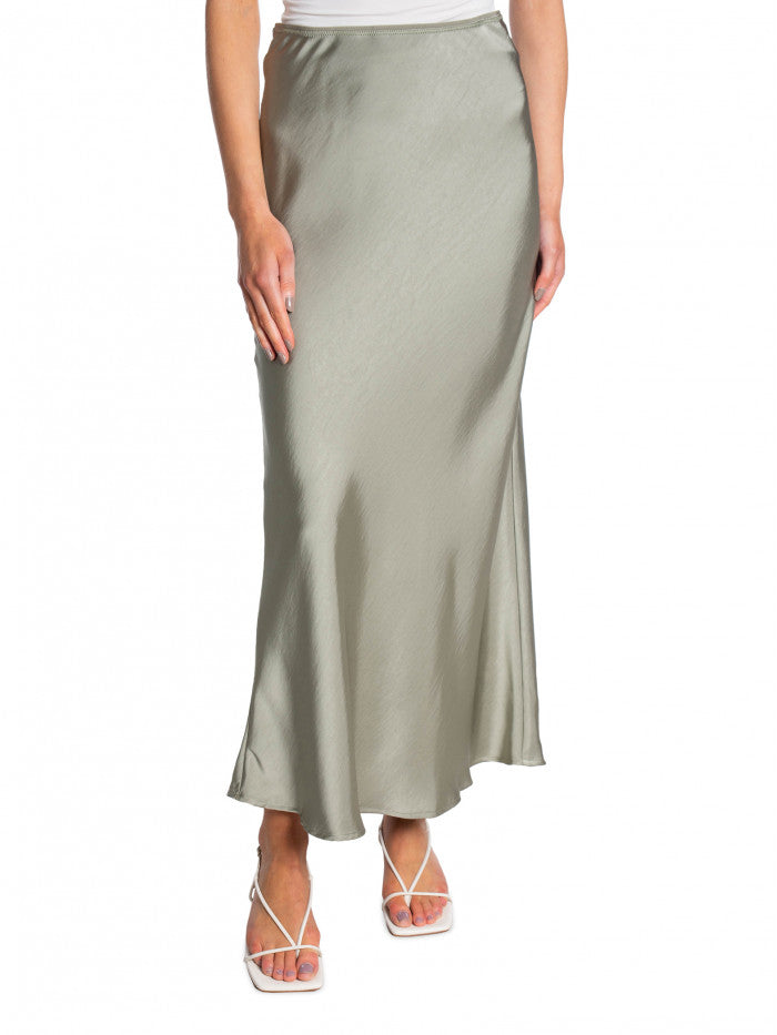 Neo Noir Vicky Heavy Sateen Skirt (Smoke Green)