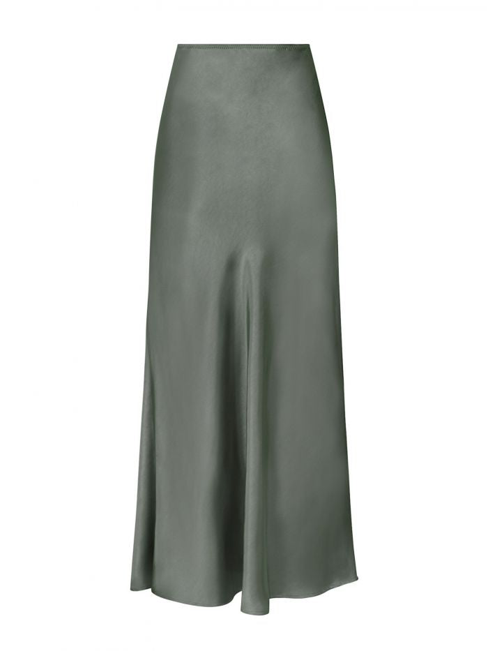 Neo Noir Vicky Heavy Sateen Skirt (Smoke Green)