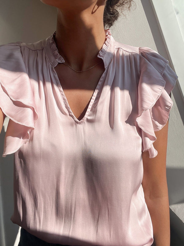 Neo Noir Stella Satin Blouse (Powder)
