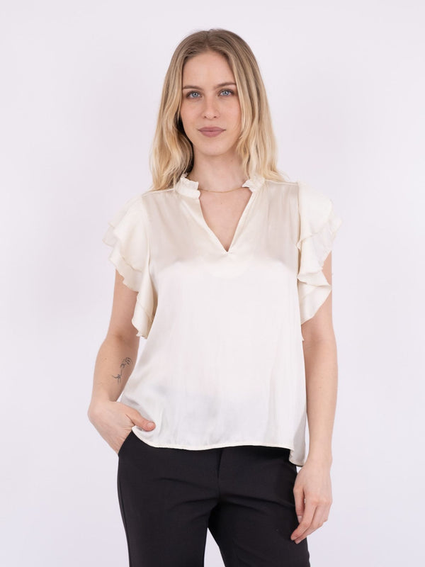 Neo Noir Stella Satin Blouse (Ivory)