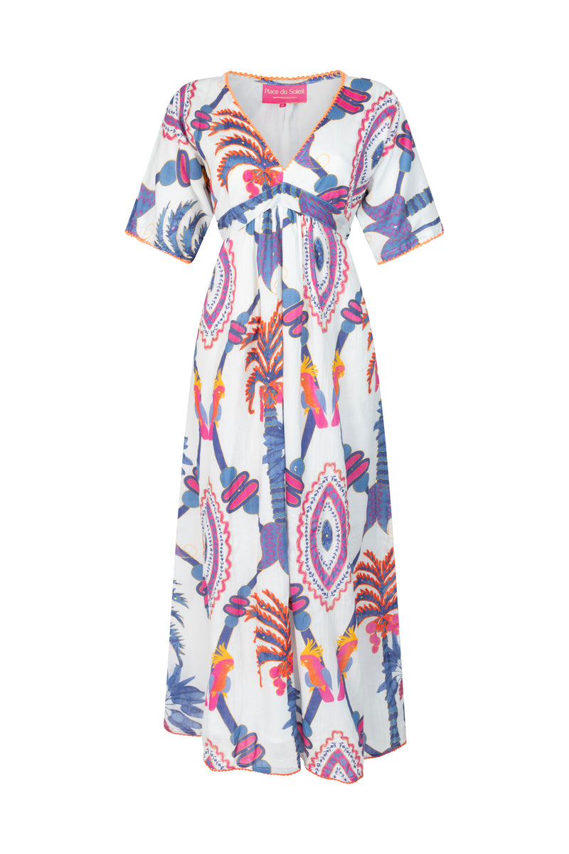 Place du Soleil Tropical Print maxi dress