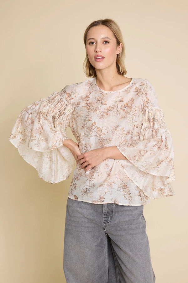 Line of Oslo Sienna Flower top (beige)