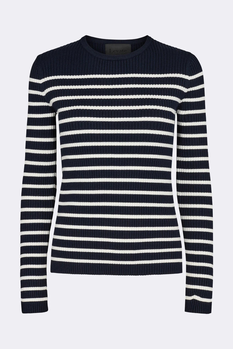 Levete Room Agnes Pullover - Navy and White