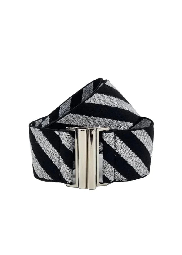 product image black and white striped elastic belt nooki sansom reed