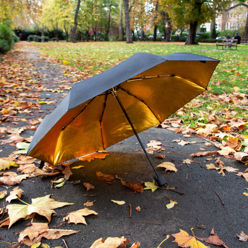 black and gold umbrella