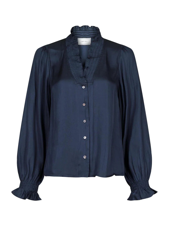 Neo Noir Brielle Satin Blouse (Midnight Blue)