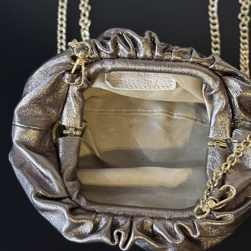 Leather Clutch Bag (Gold and Bronze)