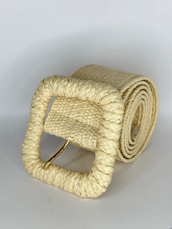 Cream square woven belt