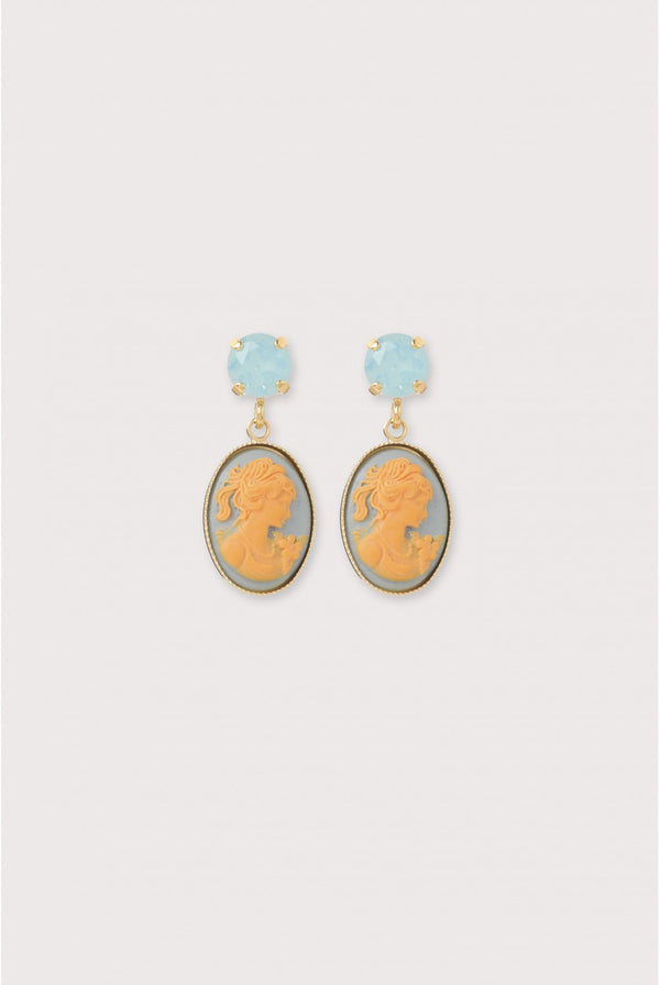 Julie Sion Cameo mini strass earrings