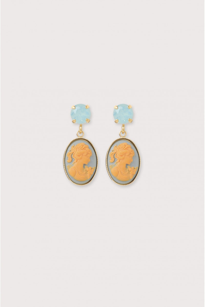 Julie Sion Cameo mini strass earrings