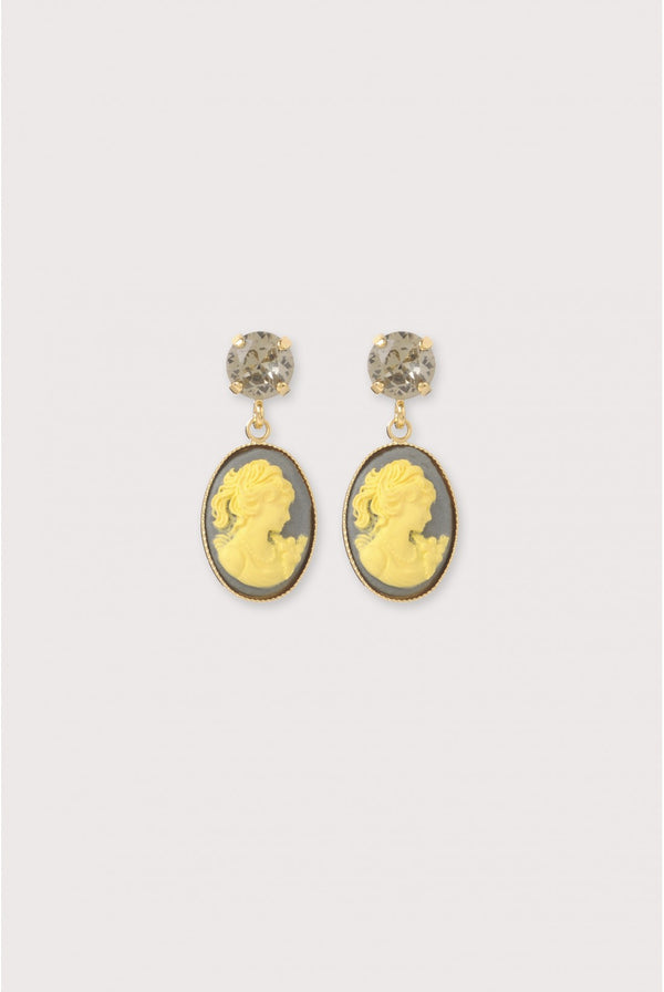 Julie Sion Cameo mini strass earrings