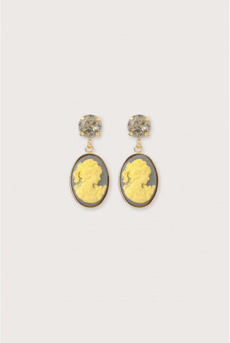 Julie Sion Cameo mini strass earrings