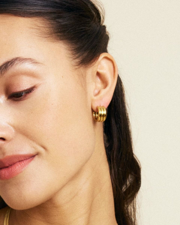 Stainless Steel Monica Creoles Earrings (large gold)