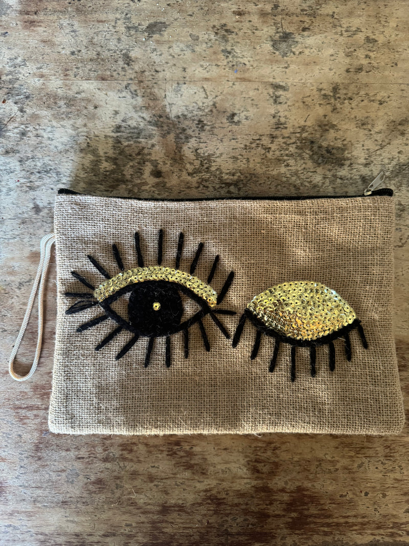 Flat Embroidered Clutch: EYEs etc