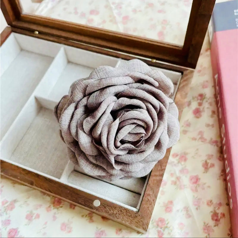 Fabric Flower Claw Clip (Grey or Cream)