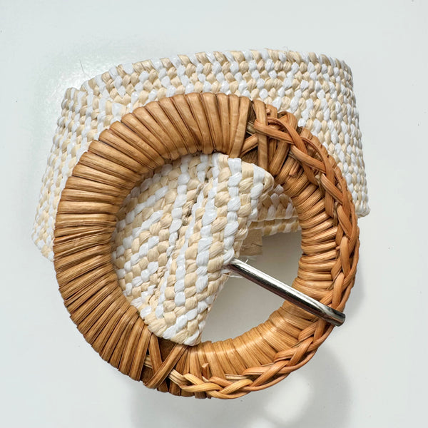 Sansom Selections: Cream 2 tone Woven Stretchy Belt