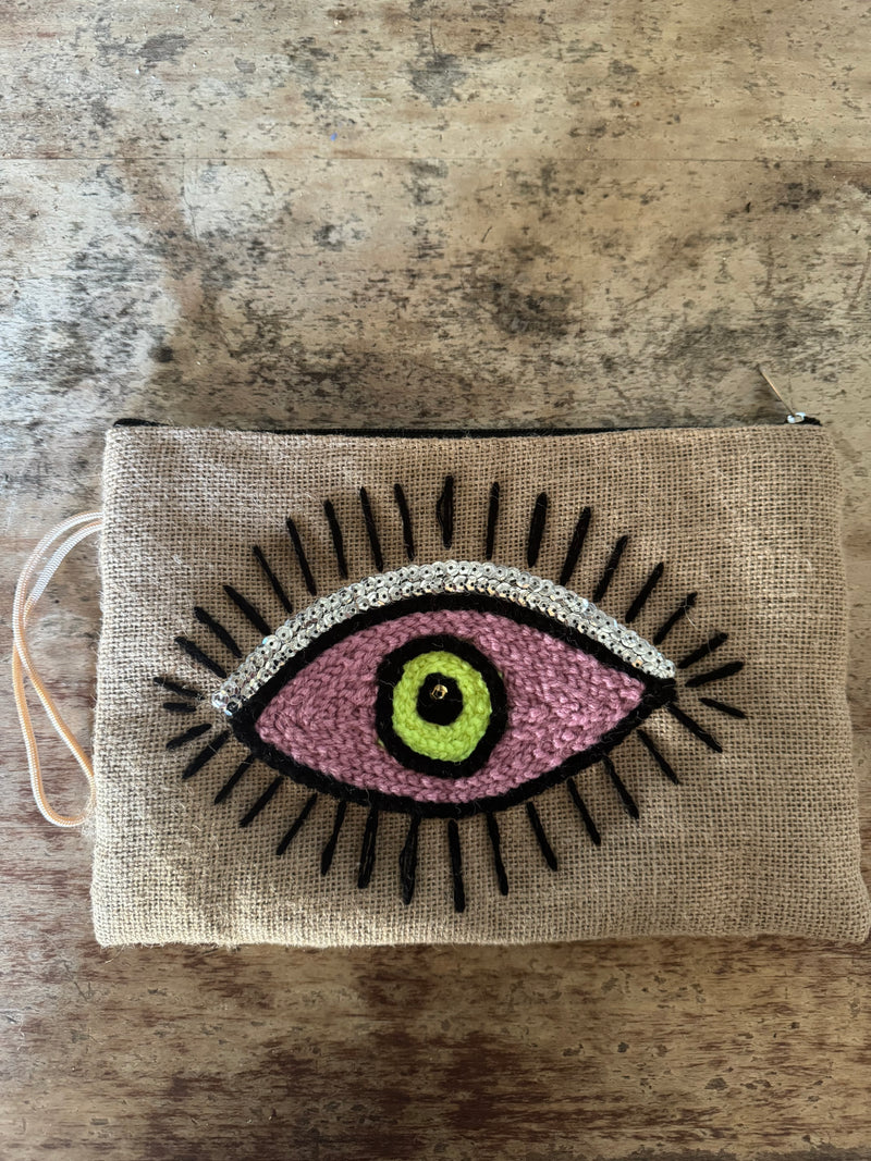 Flat Embroidered Clutch: EYEs etc