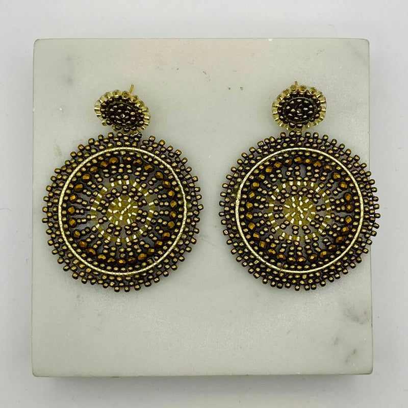 Gold / Bronze Double disc Bead earrings