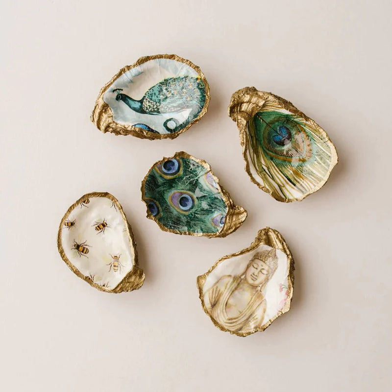 GRIT & GRACE Decoupage Oyster Jewellery Dish (Lemons)