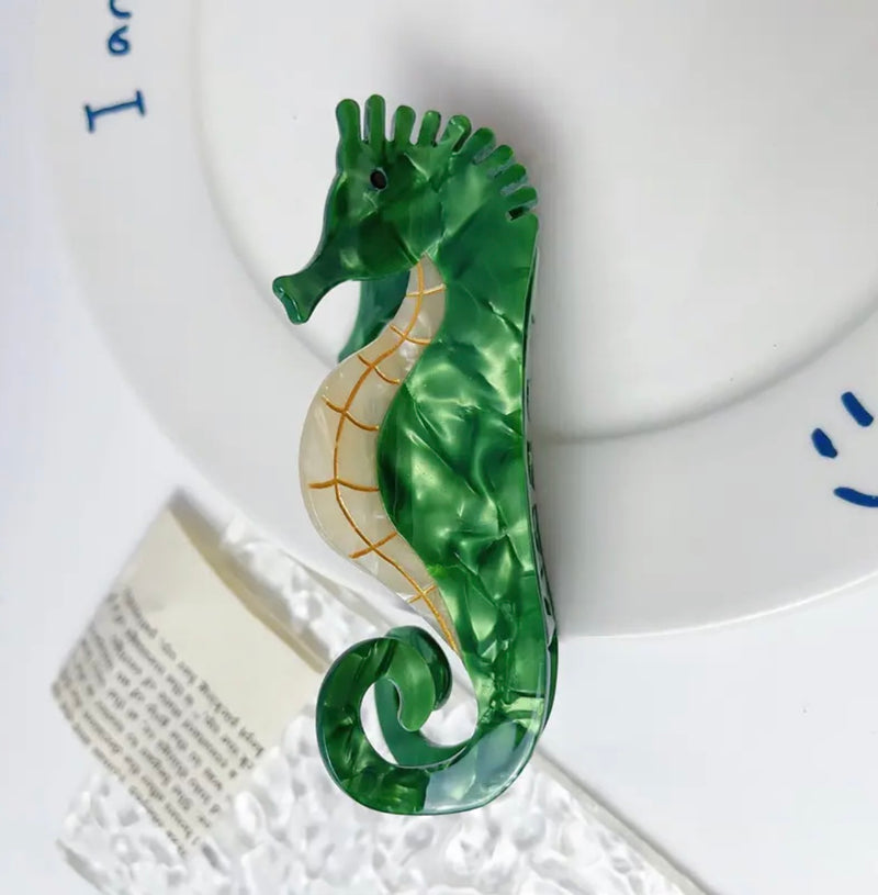 Seahorse Hair Claw Clip (Green)