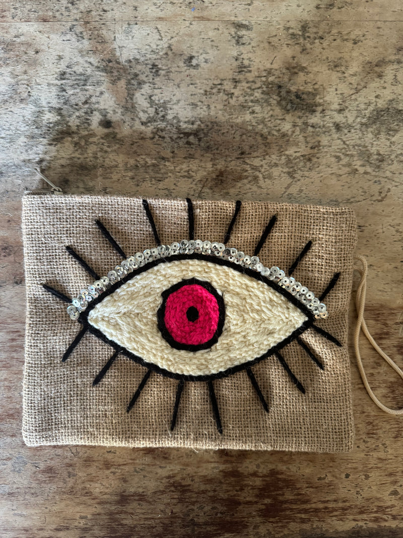 Flat Embroidered Clutch: EYEs etc