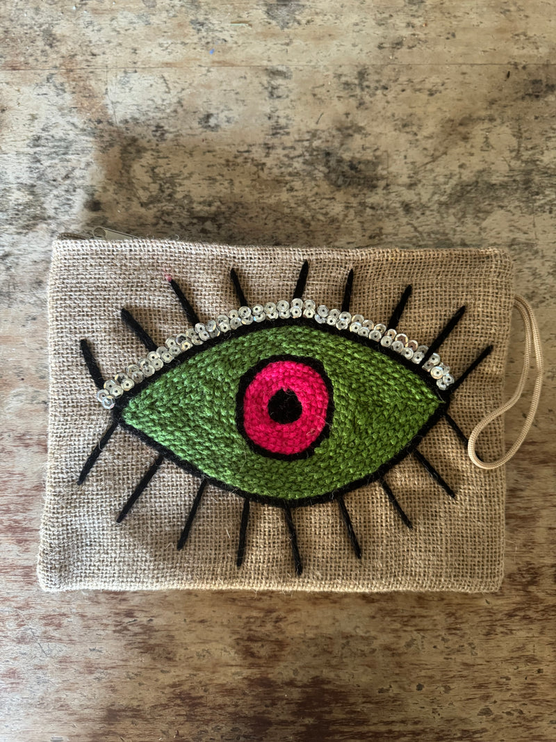 Flat Embroidered Clutch: EYEs etc