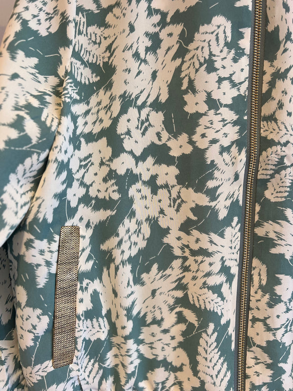Matilda Silky Bomber Jacket / Top - Green Fern Print