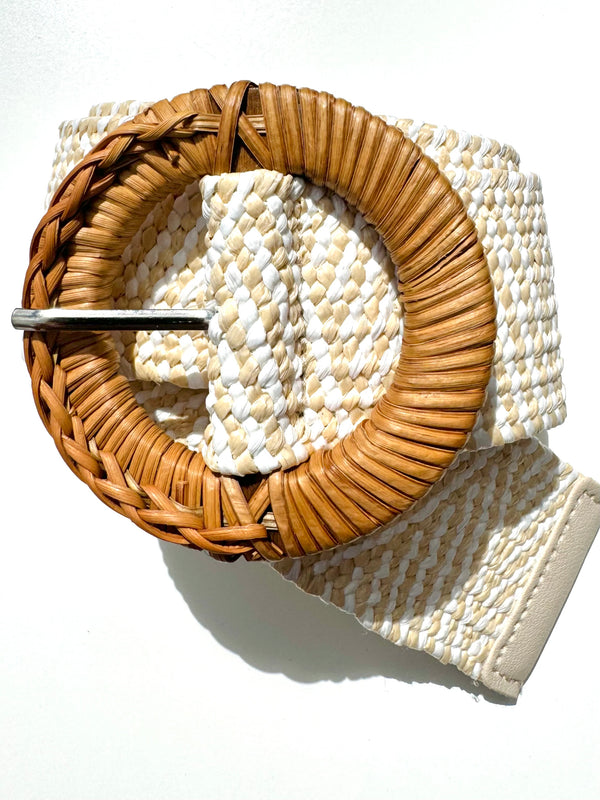 Sansom Selections: Cream 2 tone Woven Stretchy Belt