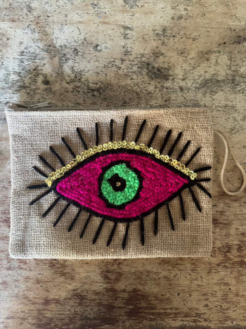 Flat Embroidered Clutch: EYEs etc