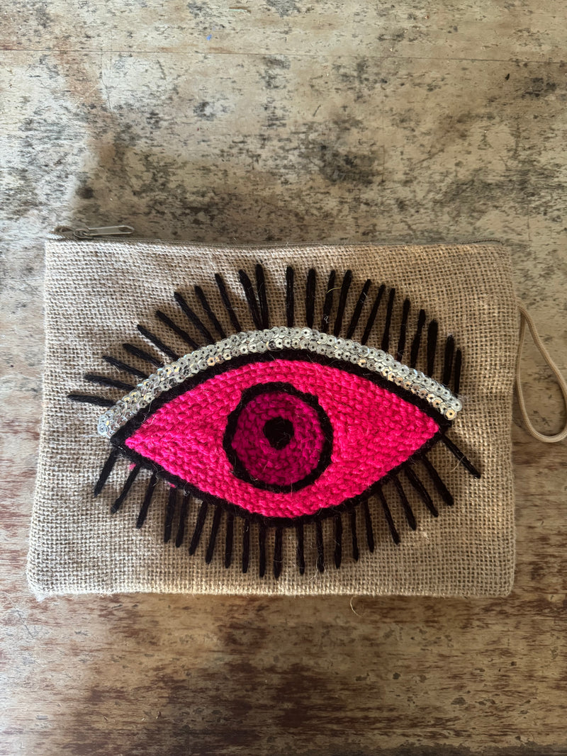 Flat Embroidered Clutch: EYEs etc