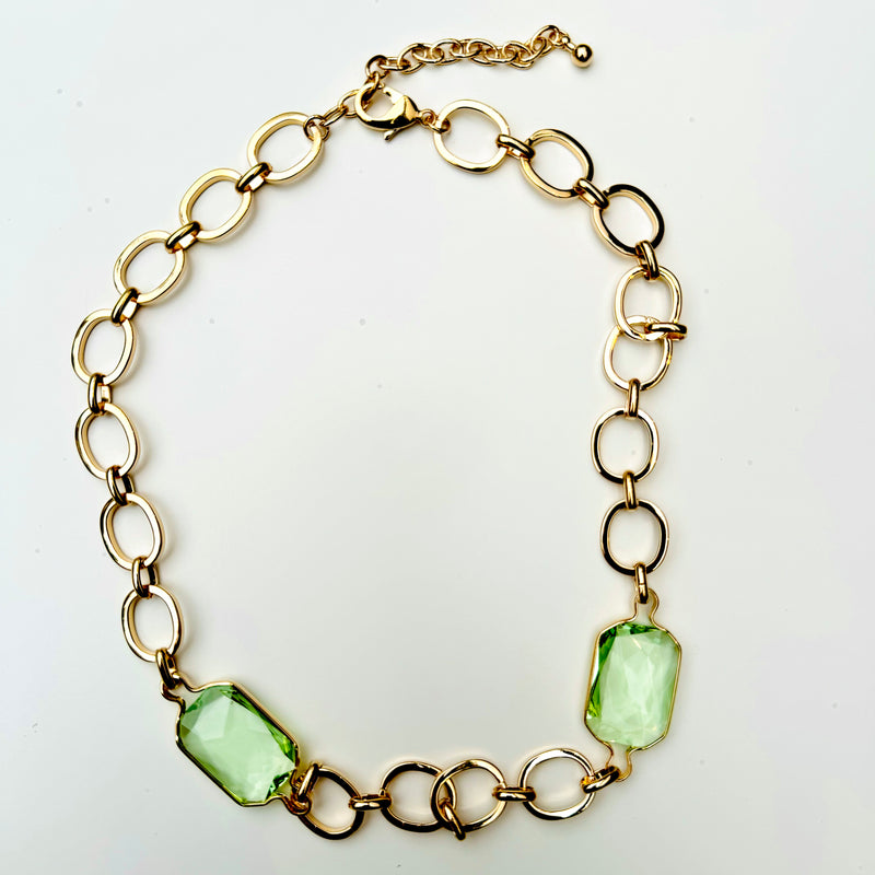 Cheltenham Collection: Woodland Venture Necklace with Green Crystals
