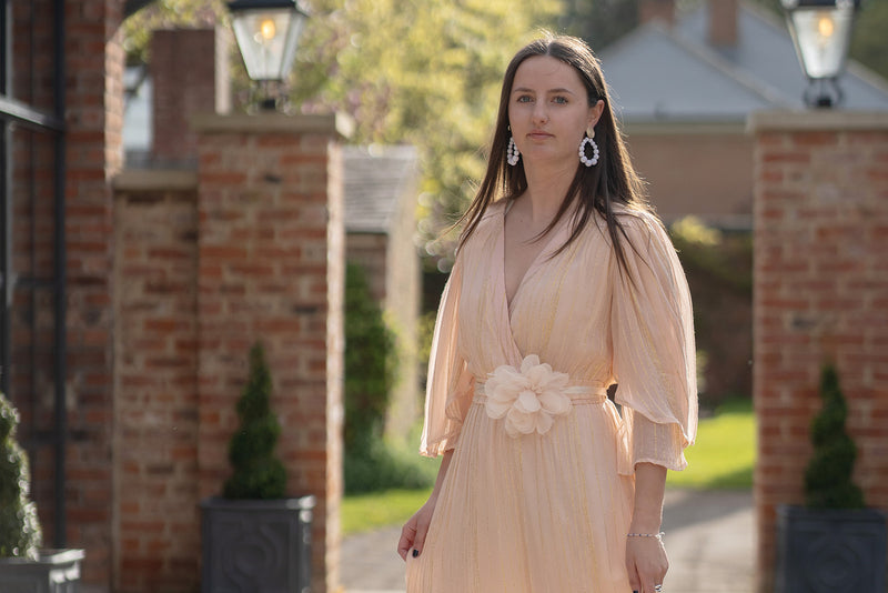 Peach vertical shimmer dress by BRDR
