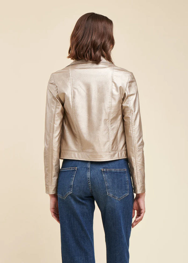 Metallic Shimmer Biker Jacket (Nickel)