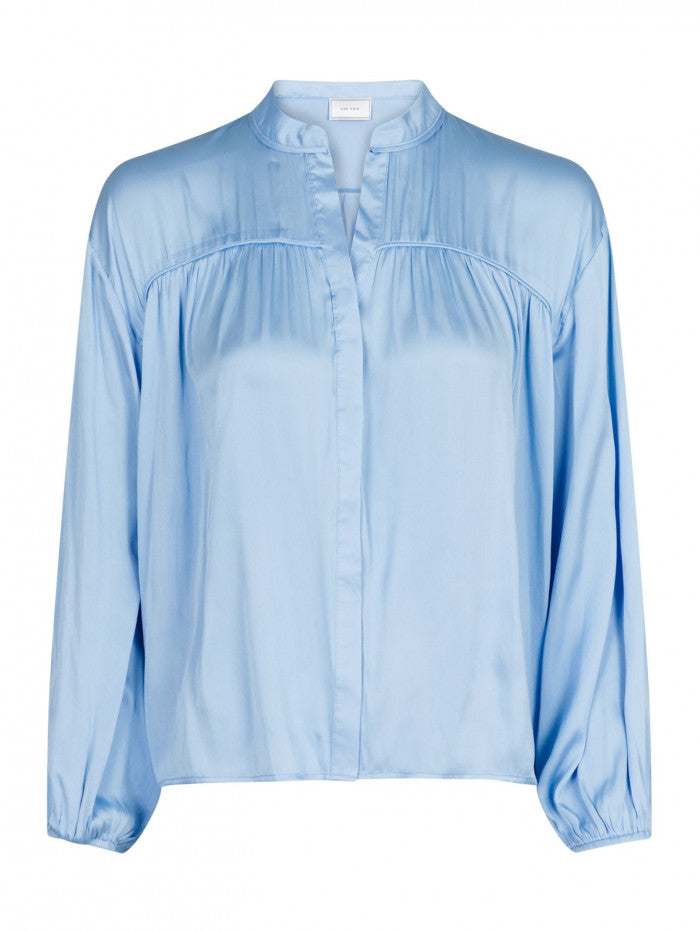 Neo Noir Pale blue satin blouse