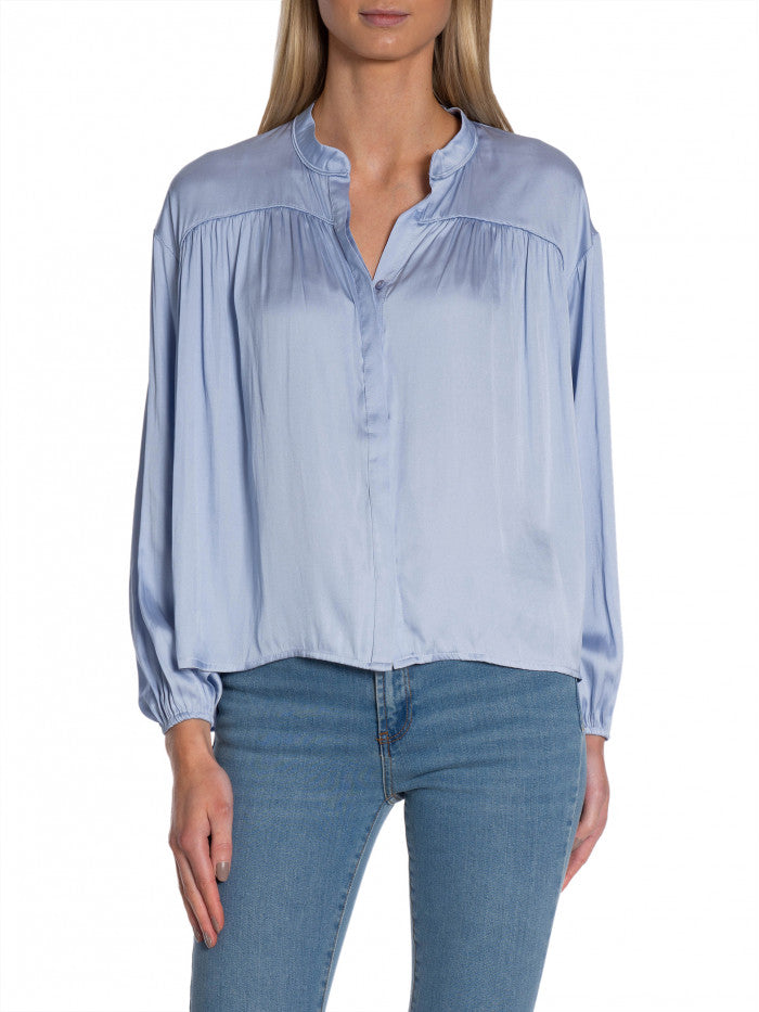 Neo Noir Pale blue satin blouse