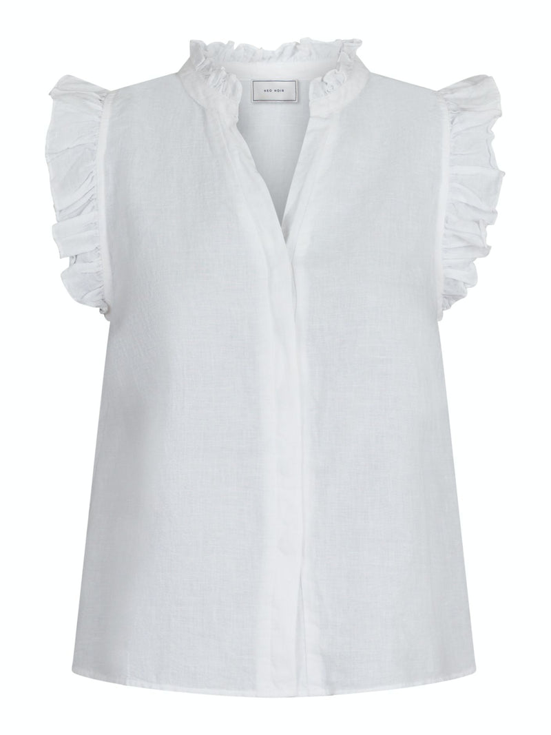 Neo Noir Siona Linen Top (White)