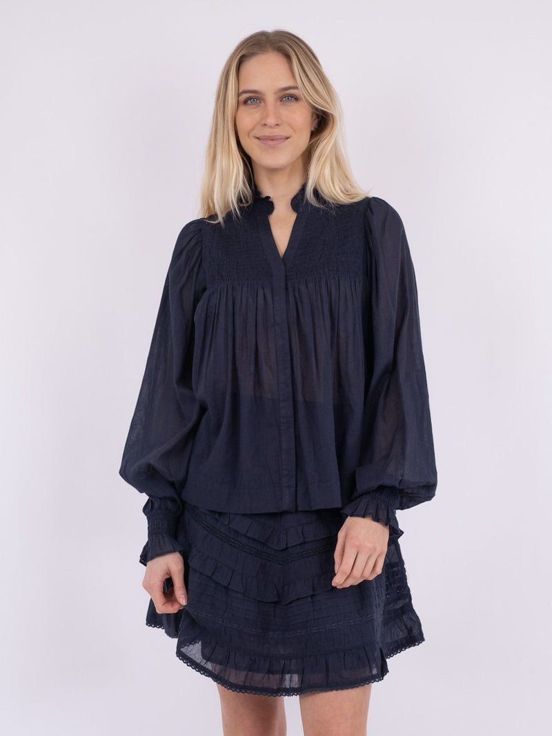 Neo Noir Jill S Voile Top (Navy)