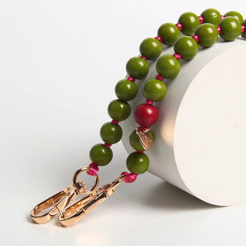 Mobile phone cross body beads strap (olive green)