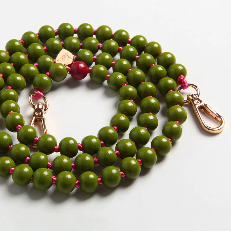Mobile phone cross body beads strap (olive green)
