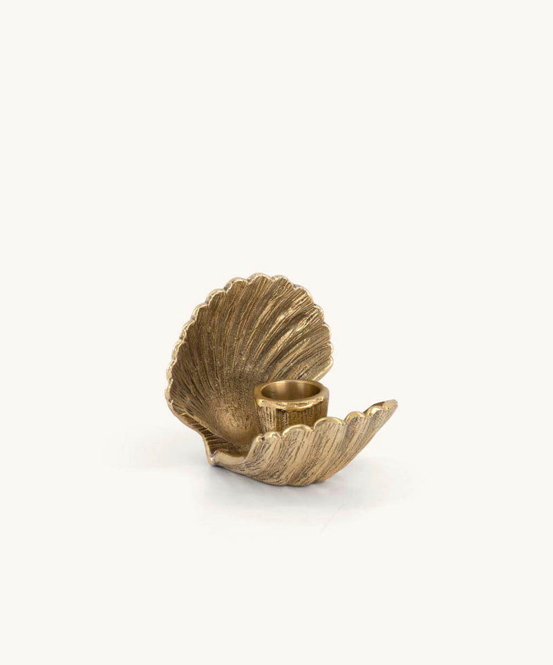 Brass Scallop Shell Candle Holder (Small)