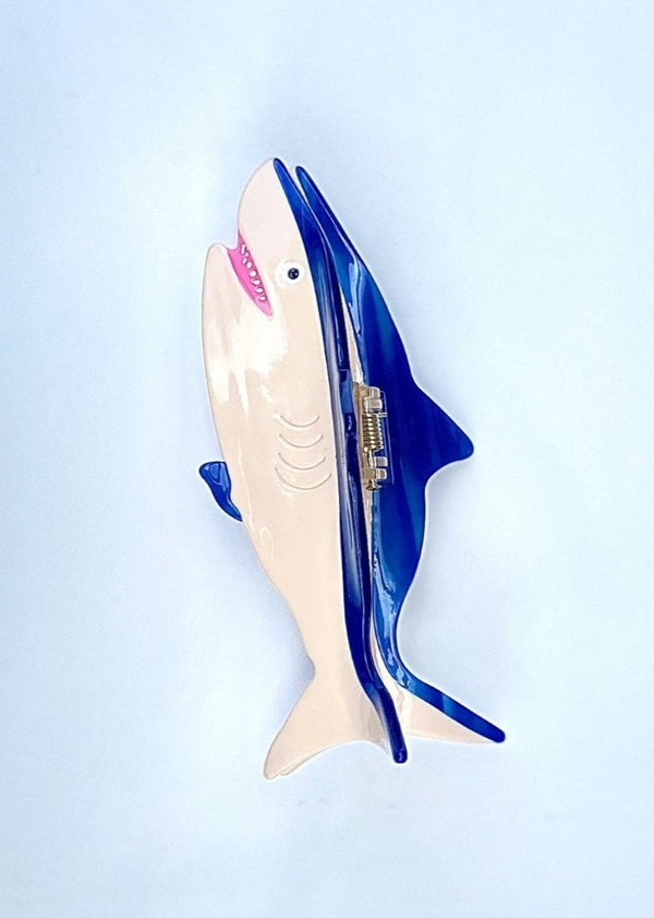 Shark Claw Clip blue and white